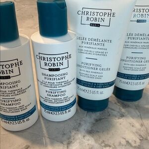 Christophe Robin Purifying Hair scalp 2 set Shampoo conditioner travel size new
